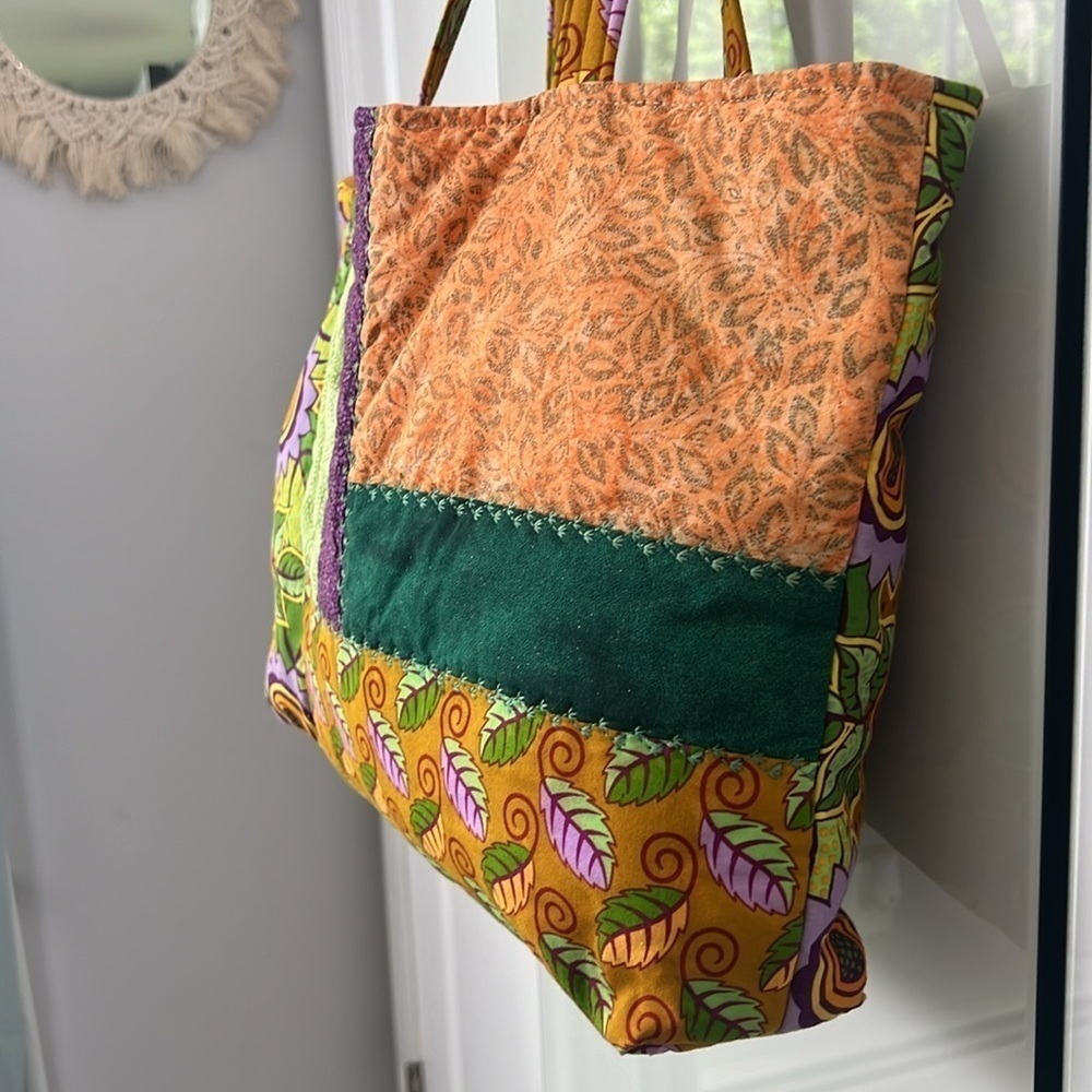 Sunflower Patchwork Orange & Lilac Quilted Harves… - image 5